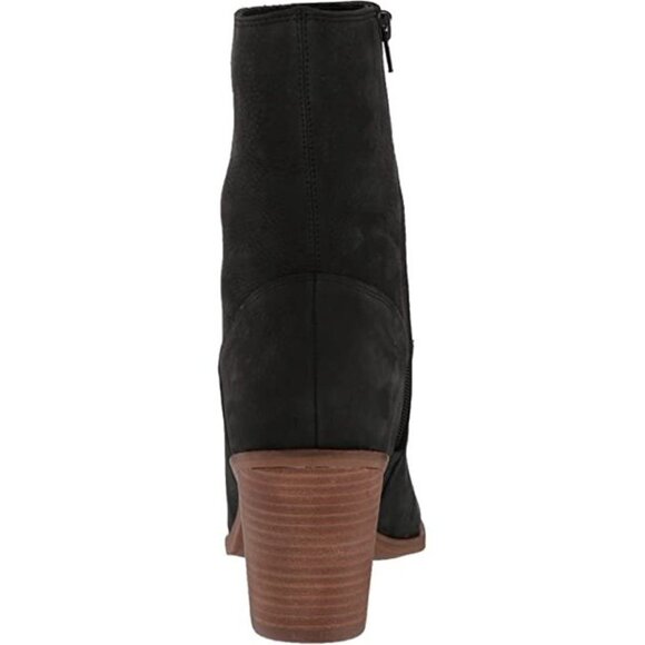 NEW! Lucky Brand Sarey Black Suede Ankle Almond Rounded Toe Block Heel Boot- 7.5 - Picture 2 of 8